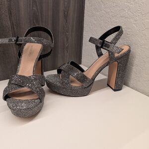 Harper Women's Silver Glitter Heels